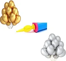 Kaliram  Sons 41 Pcs Metallic Gold  White Balloons with 1 Big Size Handy Air Pump Birthday Decoration Kit Combo, 20 Metallic Gold Balloons, 20 Metallic White Balloons, 1 Balloon Pump-thumb1