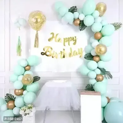 Kaliram  Sons Pack of 50 Pastel Green with Gold Cursive HBD Balloon with Confetti Balloon  Gold Chrome Balloon Birthday Party Decoration-thumb0