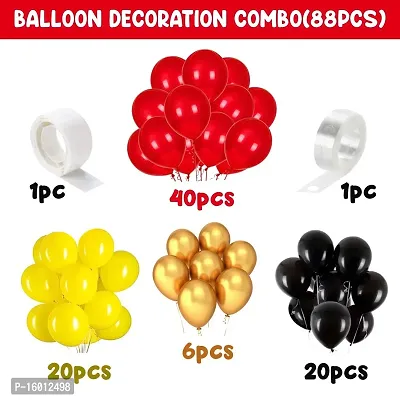 Kaliram  Sons Birthday Decoration Balloons Combo 88 Pcs Set for Birthday Party (40 Pcs Red Balloons, 20 Pcs Yellow Balloons, 20 Pcs Black Balloons, 6 Pcs Gold Balloons, 2 Arch Tape)-thumb2