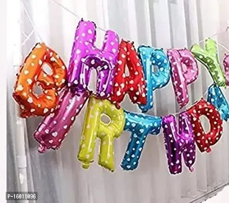 Kaliram  Sons HBD Multi Dot Foil Letter Balloon with HD Multi Metallic Balloons  Curtain Gold For Girls Decoration kit Letter Balloon (Multicolor, Pack of 45)-thumb3