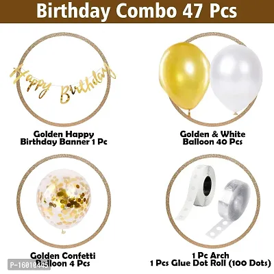 Kaliram  Sons 47Pcs Golden Birthday Decoration Items Combo Set For Kids Wife - Happy Birthday Banner, Metallic Balloons, Glue Dot,Arch Strip, For Birthday Decorations Celebrations-thumb2