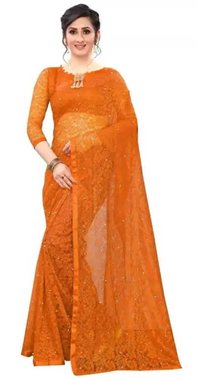 New Trendy Net Embroidered Saree with Blouse piece