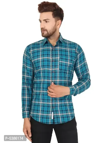 BASIC ATTENTION Men's Regular Fit Casual Check Shirts