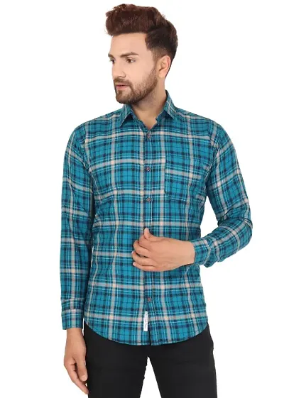 BASIC ATTENTION Men's Regular Fit Casual Check Shirts