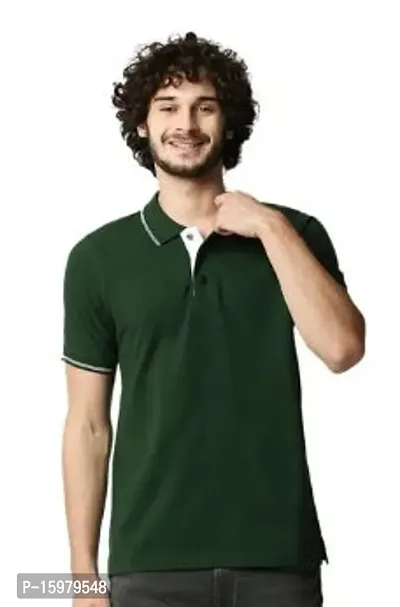 Men Stylish Solid Casual Polo T Shirt-thumb0