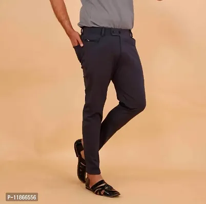 Classic Polyester Spandex Solid Track Pants for Men-thumb2