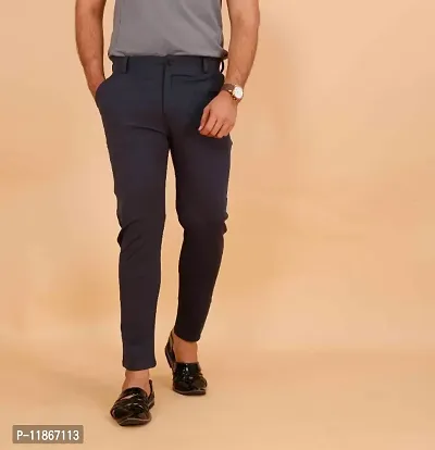 Classic Polyester Spandex Solid Track Pants for Men-thumb0