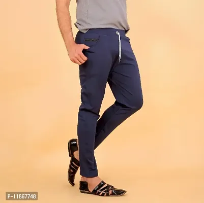 Classic Polyester Spandex Solid Track Pants for Men-thumb2