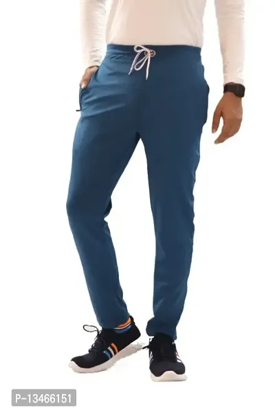 Classic Polyester Spandex Solid Track Pants for Men-thumb0