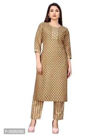 Straight Multicoloured Printed Cotton Kurta Pant Set For Women-thumb0