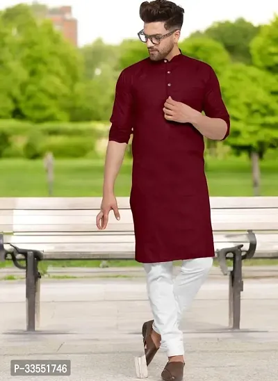 Reliable Cotton Solid Kurtas For Men-thumb0