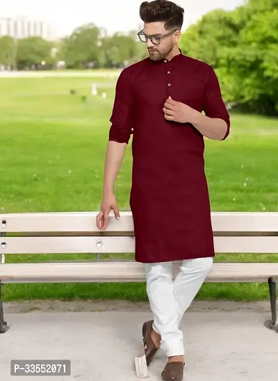 Reliable Cotton Solid Kurtas For Men-thumb0