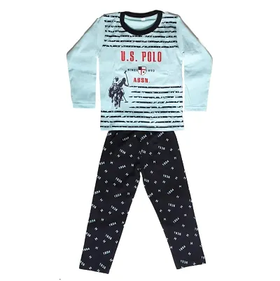 Stylish Fancy Cotton Printed Top With Bottom Wear Set For Boys