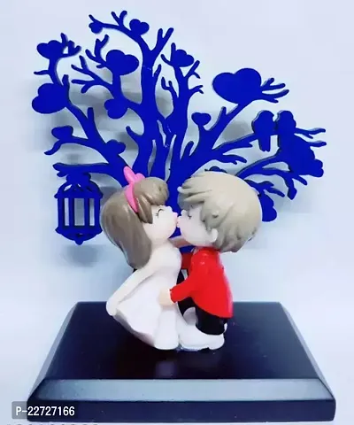 Handcrafted Kissing Love Couple Showpiece Decorated By Wooden Base And Wooden Tree-thumb0