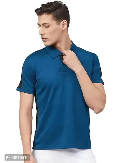 Stylish Fancy Polyester Solid Polos T-Shirt For Men-thumb0