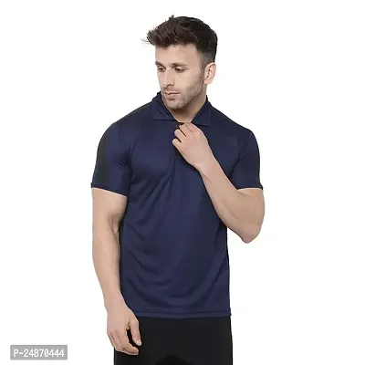 Stylish Fancy Polyester Solid Polos T-Shirt For Men-thumb0