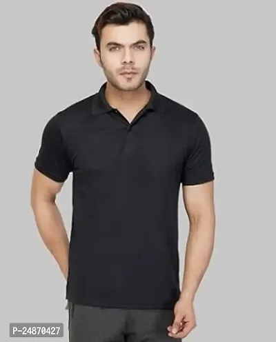 Stylish Fancy Polyester Solid Polos T-Shirt For Men-thumb0