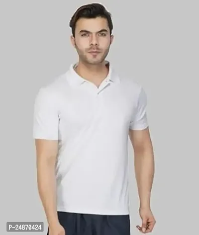 Stylish Fancy Polyester Solid Polos T-Shirt For Men