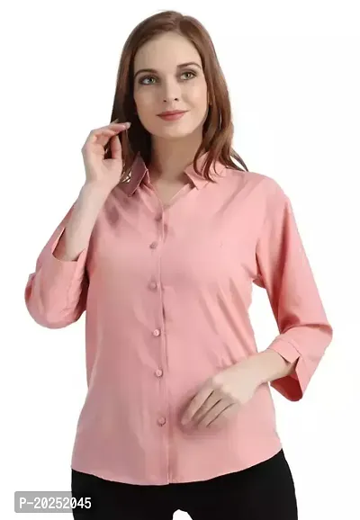 Women Slim Fit Solid Cotton Casual/Formal Shirts for Women Office Wear