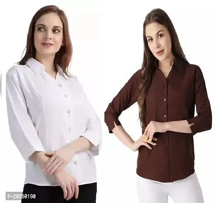 Women Slim Fit Solid Cotton Casual/Formal Shirts for Women Office Wear