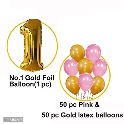 Jhai Kal Solid 1ST-101-PNK-GLD Balloon (Pink, Gold, Pack of 101)-thumb3