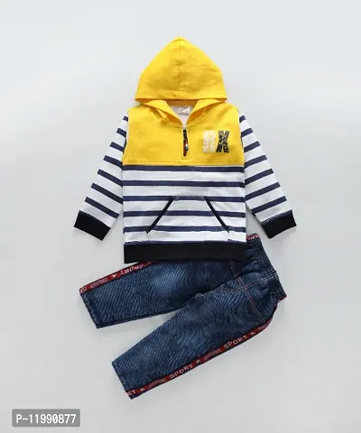 Trendy Cotton Shirts with Denim Trousers Clothing Set for Boys