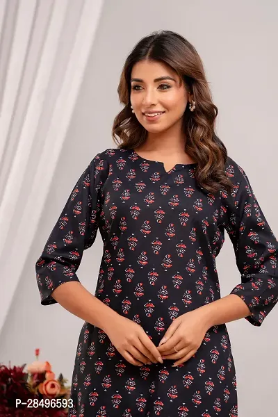 Elegant Black Rayon Printed Top  Pyjama Set For Women-thumb2