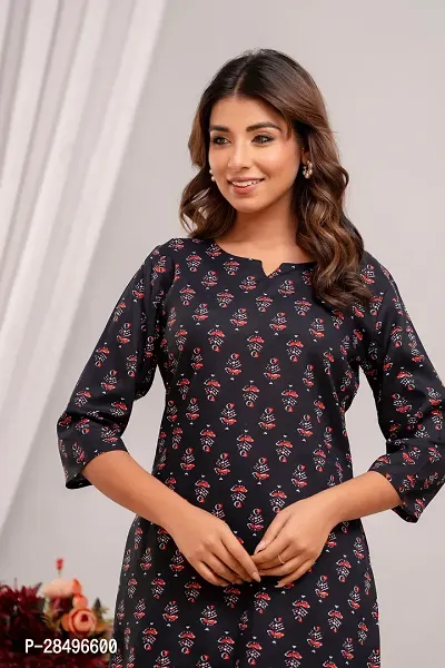 Elegant Black Rayon Printed Top  Pyjama Set For Women-thumb2