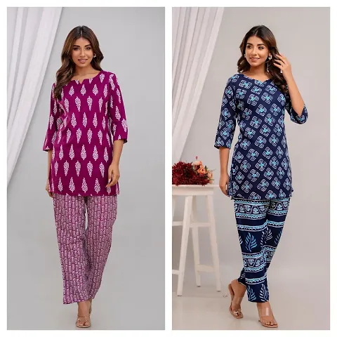 Elegant Rayon Top Pyjama Set For Women