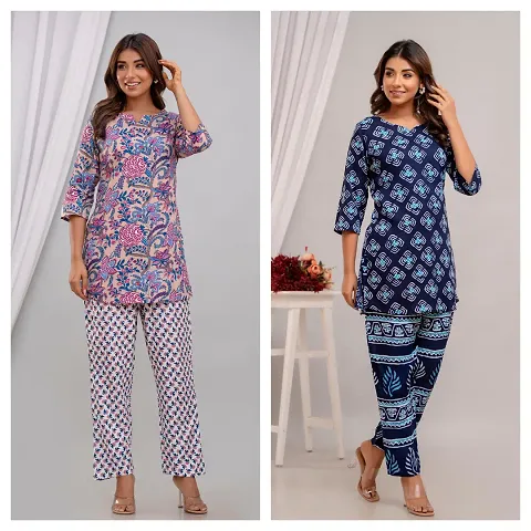 Elegant Rayon Top Pyjama Set For Women