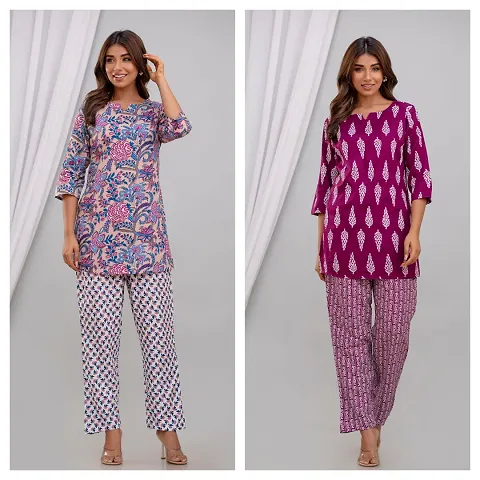 Elegant Rayon Top Pyjama Set For Women