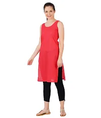 Happy Bunny Pure Cotton Full Length Slip for Women |Cotton Camisole for Women | Non-Stretchable Full Slip | Cool Cotton Camisole | Long Camisole for Ladies - Pack of 1 Red-thumb2