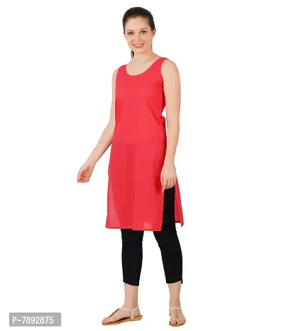 Happy Bunny Pure Cotton Full Length Slip for Women |Cotton Camisole for Women | Non-Stretchable Full Slip | Cool Cotton Camisole | Long Camisole for Ladies - Pack of 1 Red-thumb3