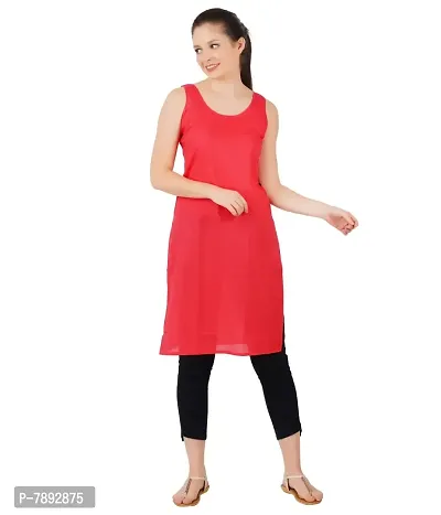 Happy Bunny Pure Cotton Full Length Slip for Women |Cotton Camisole for Women | Non-Stretchable Full Slip | Cool Cotton Camisole | Long Camisole for Ladies - Pack of 1 Red-thumb0