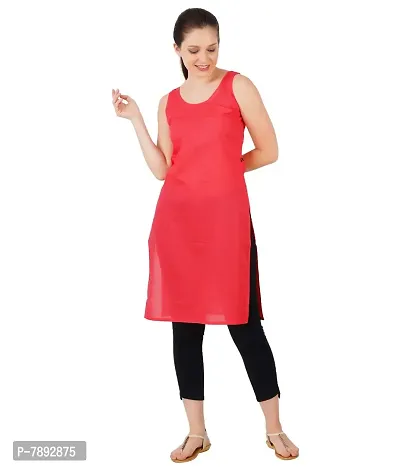 Happy Bunny Pure Cotton Full Length Slip for Women |Cotton Camisole for Women | Non-Stretchable Full Slip | Cool Cotton Camisole | Long Camisole for Ladies - Pack of 1 Red-thumb2