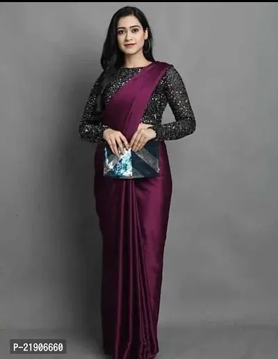 Beautiful Magenta Cotton Silk Embellished Saree With Blouse Piece-thumb0