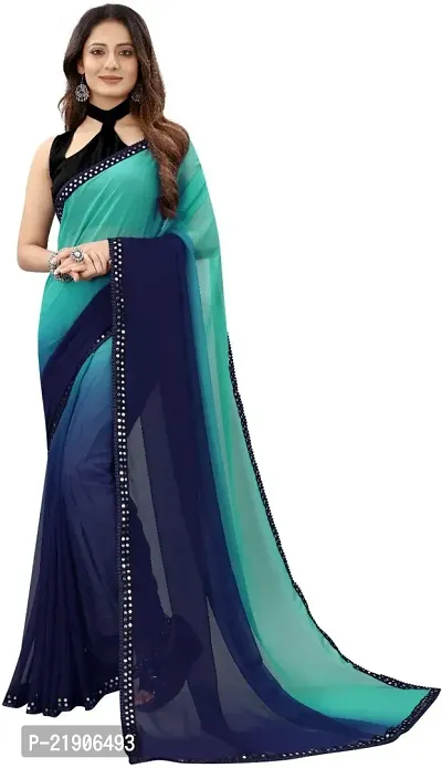 Beautiful Blue Art Silk Embroidered Saree With Blouse Piece