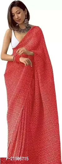 Beautiful Red Silk Blend Saree With Blouse Piece-thumb0