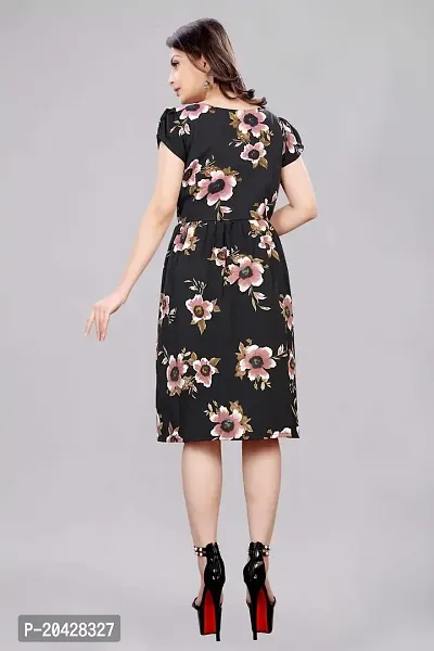 Stylish Multicoloured Crepe Printed A-Line Dress For Women-thumb2