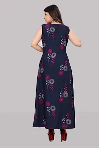 Stylish Blue Crepe Printed Fit And Flare Dress For Women-thumb3