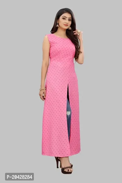 Stylish Pink Crepe Printed Fit And Flare Dress For Women-thumb3