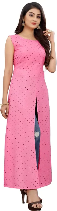 Stylish Pink Crepe Printed Fit And Flare Dress For Women-thumb2