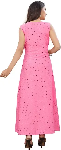 Stylish Pink Crepe Printed Fit And Flare Dress For Women-thumb1