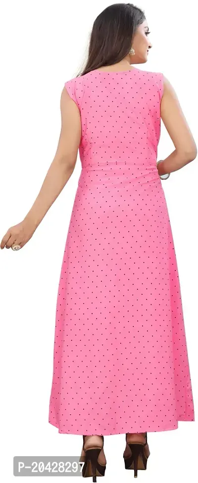 Stylish Pink Crepe Printed Fit And Flare Dress For Women-thumb2