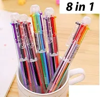 Trusmile 8 in 1 Retractable Ballpoint Pens, 8 Vivid Colors in Every Pen, Best for Smooth Writing (Pack of 2)-thumb3