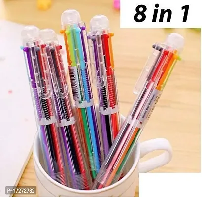 Trusmile 8 in 1 Retractable Ballpoint Pens, 8 Vivid Colors in Every Pen, Best for Smooth Writing (Pack of 2)-thumb4