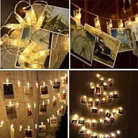 Trusmile Waterproof LED String 16 Clips Fairy Twinkle Diwali Party Christmas Home Decor Festivals Lights for Decoration for Hanging Photos, Cards and Artwork - Warm White-thumb3