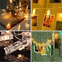 Trusmile Waterproof LED String 16 Clips Fairy Twinkle Diwali Party Christmas Home Decor Festivals Lights for Decoration for Hanging Photos, Cards and Artwork - Warm White-thumb2