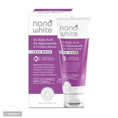 Nano White Face Wash | 1% Kojic, 1 % Niacinamide  Alpha Arbutin | Reduces appearance of Fine lines, Wrinkles, Acne Pimple  Black Head (60 ml)