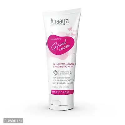 Anaaya Nourishing  Hand Cream | Majestic Rose | Shea Butter  Cocoa Butter with Argan Oil  Hyaluronic  | Non-greasy  Non Sticky  (50g)